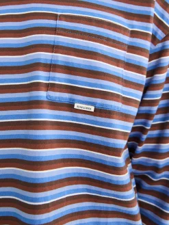 Stripe Longsleeve Pocket T-shirt i Blå