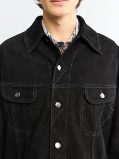 Studio Nicholson x Aaron Levine Suede Trucker Jakke i Sort