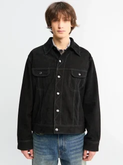 Studio Nicholson x Aaron Levine Suede Trucker Jakke i Sort