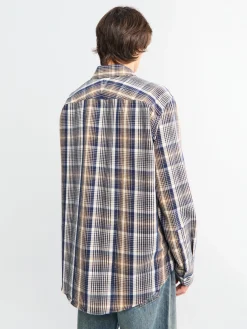 Studio Nicholson x Aaron Levine View Skjorte i Navy og Oatmeal