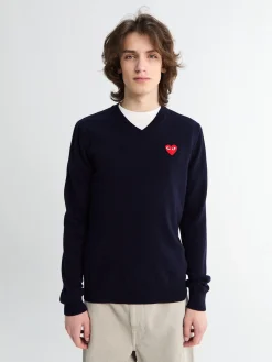 Sweater Red Emblem Knit i Navy
