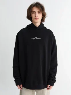 Sweatshirt med sort og hvid broderi