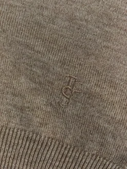 Tala Knit V-Neck Polo i Taupe Melange