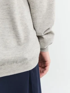 Tala Strikket V-hals Polo i Lysegrå
