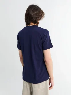 T-Shirt Med Double Burgundy Emblem i Navy