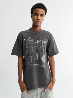 T-shirt med korte ærmer 'Dog Headed Men' i Washed Black