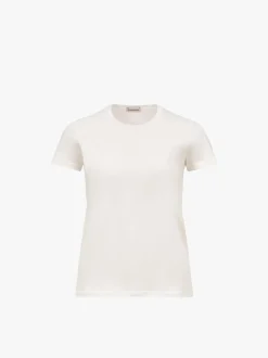T-shirt med logomærke i bomuldsjersey i råhvid