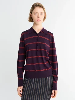 Tuno Stripe Sweater i Mørk Lilla