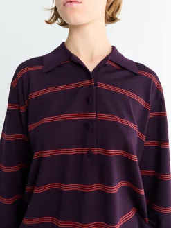 Tuno Stripe Sweater i Mørk Lilla