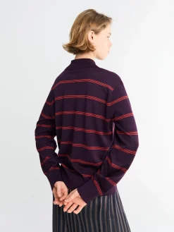 Tuno Stripe Sweater i Mørk Lilla