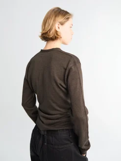 Twisted V Neck Cardigan i Dark Cacao