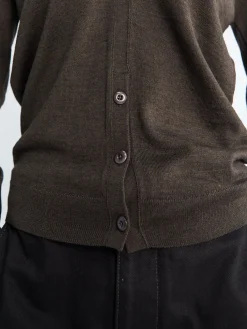 Twisted V Neck Cardigan i Dark Cacao