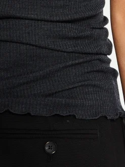 Uld og silke Tank Top i Grå