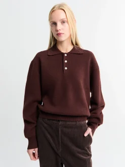 Unisex Cashmere Collared Sweater i Brun