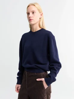 Unisex Cashmere Crewneck Sweater i Deep Navy