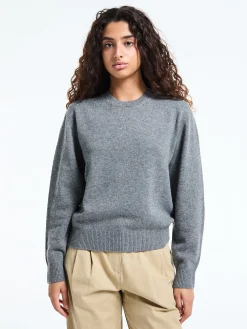 Unisex Cashmere Crewneck Sweater i Melange Grey