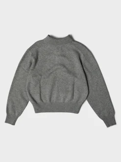 Unisex Cashmere Striktrøje med Krave i Meleret Grå