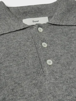 Unisex Cashmere Striktrøje med Krave i Meleret Grå