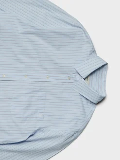 Unisex Oversized Striped Skjorte i Sky Blue Stripe