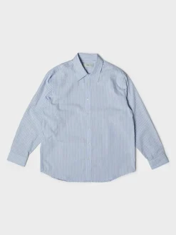 Unisex Uformel Skjorte i Blå Brun Stribe