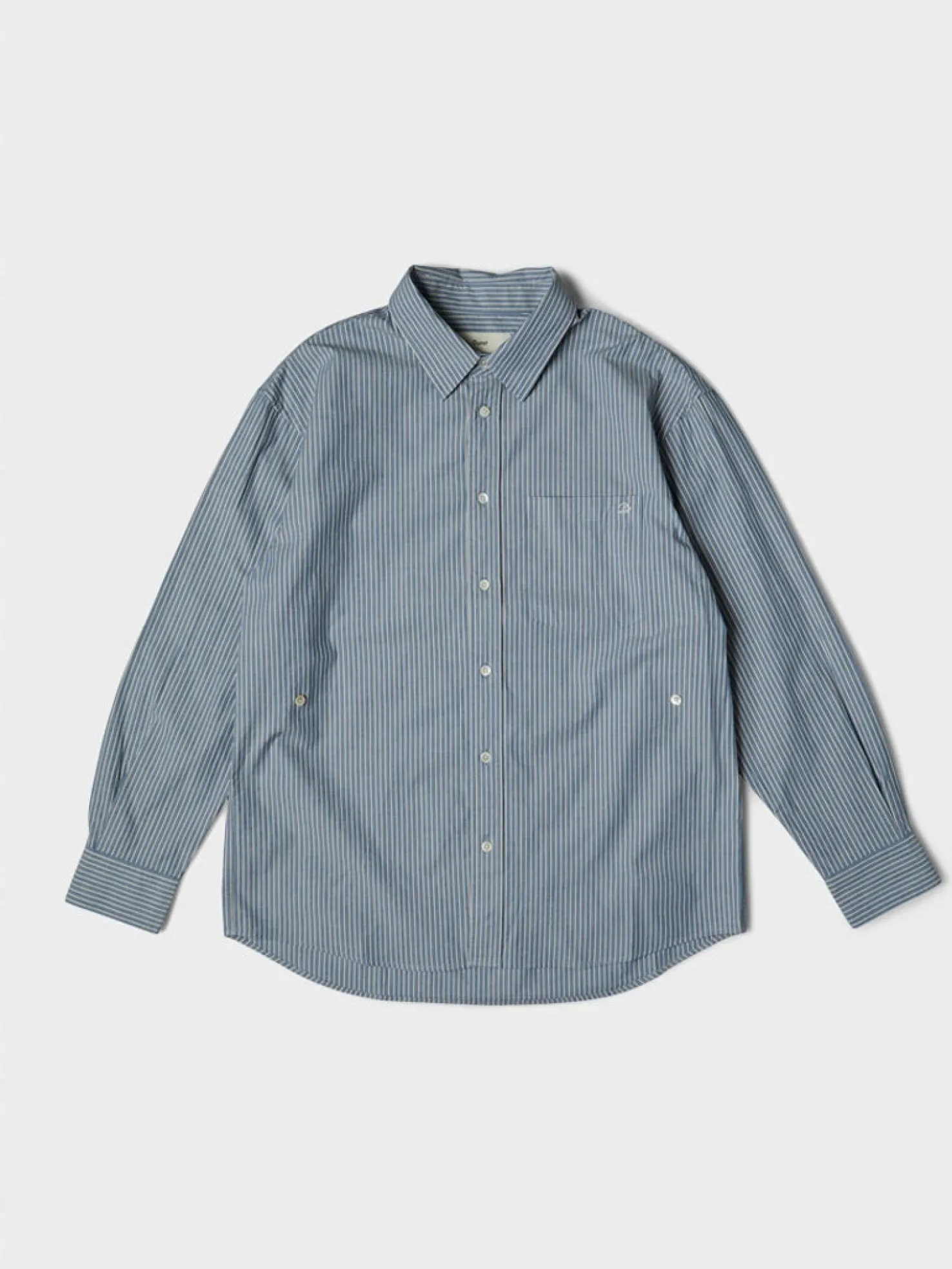 Unisex 2-Way Oversized Striped Skjorte i Blue Stripe