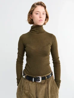 Utica Thin Turtleneck Sweater i Olive