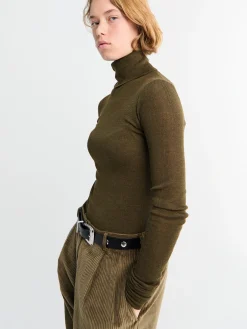 Utica Thin Turtleneck Sweater i Olive