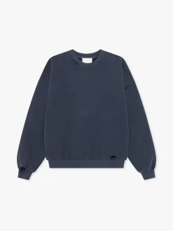 Vasket Sweatshirt i Navy Blå