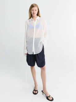 Verlin Sheer Chiffon Tie Cuff Shirt i Hvid