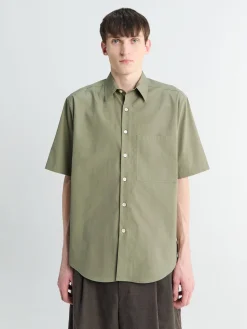 Washed Finx Twill Big Half Sleeved Shirt i Oliven